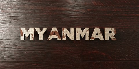 Myanmar - grungy wooden headline on Maple  - 3D rendered royalty free stock image. This image can be used for an online website banner ad or a print postcard.