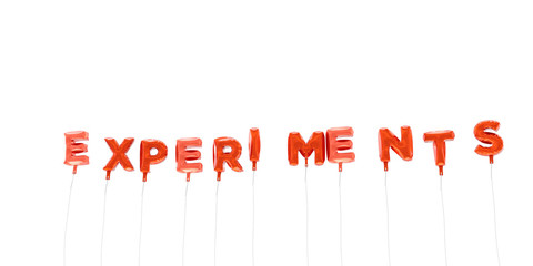 Fototapeta premium EXPERIMENTS - word made from red foil balloons - 3D rendered. Can be used for an online banner ad or a print postcard.