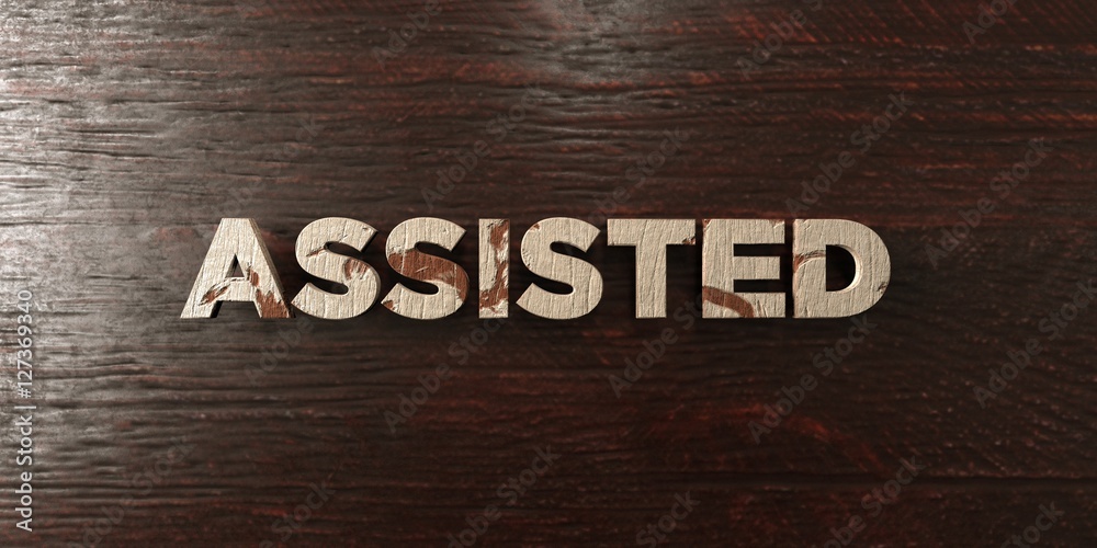 Fototapete assisted - grungy wooden headline on maple - 3d rendered royalty free stock image. this image can be