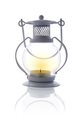 White vintage candle lantern