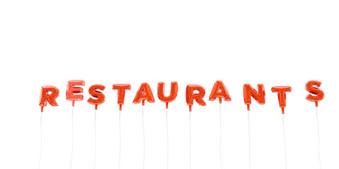 RESTAURANTS - word made from red foil balloons - 3D rendered.  Can be used for an online banner ad or a print postcard.