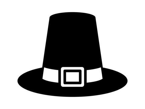 Pilgrim hat on Thanksgiving or capotain flat icon for apps and websites