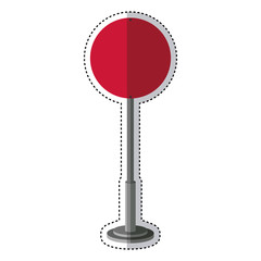 red road sign icon. Street information warning and guide theme. Isolated design. Vector illustration