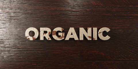 Organic - grungy wooden headline on Maple  - 3D rendered royalty free stock image. This image can be used for an online website banner ad or a print postcard.