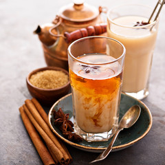 Hot masala tea with spices