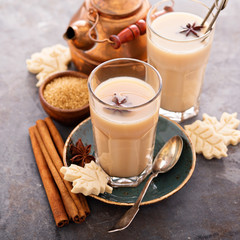 Hot masala tea with spices