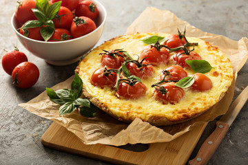 Savory cheese tart with cherry tomatoes