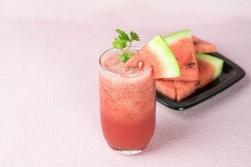 watermelon juice on pink background