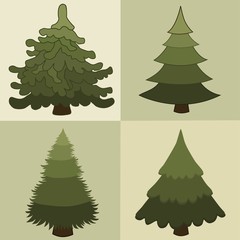 Set of stylized Christmas trees