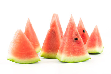 Slices of watermelon on white background