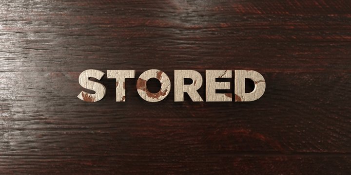 Stored - grungy wooden headline on Maple  - 3D rendered royalty free stock image. This image can be used for an online website banner ad or a print postcard.