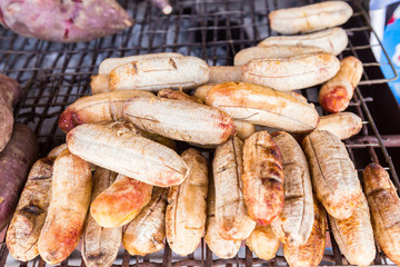 banana in local market at pakchong ,Thailand