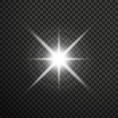 White glowing light burst explosion with transparent. 