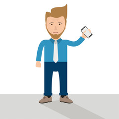 Cartoon Businessman Smartphone