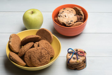 Chocolate chip cookies with apple