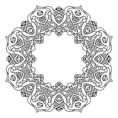 Hand drawn element. Black and white. Mandala. Vector illustration.