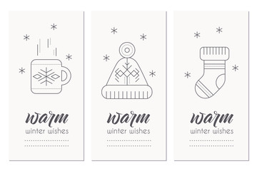 Winter greeting card template with 2017 sign and decorations