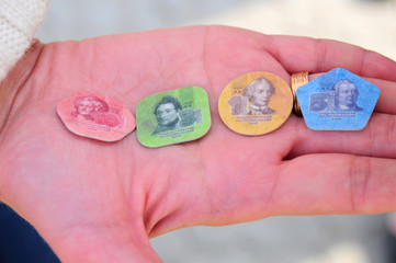 Photo plastic coins Transnistria. Transnistria is a self governing territory not recognised by the...