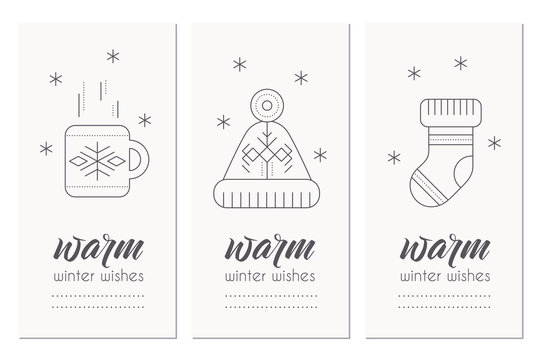 Winter greeting card template with 2017 sign and decorations
