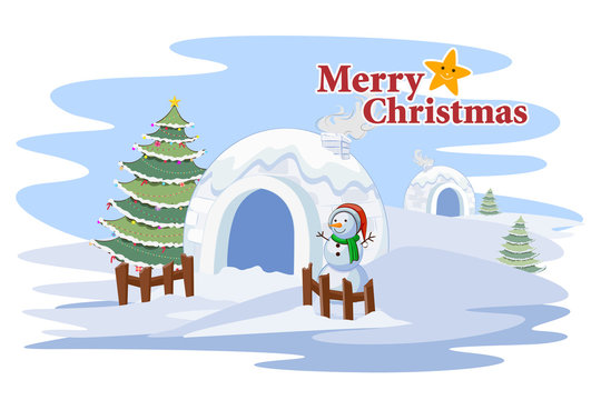 Snowman wishing Merry Christmas