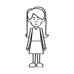 woman black line cartoon icon image vector illustration design 