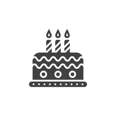 Birthday cake icon vector, filled flat sign, solid pictogram isolated on white, logo illustration