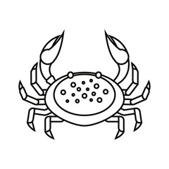 Flat thin line crab isolated on white background - vector illustration. Sea water animal icon. Zodiac cancer.