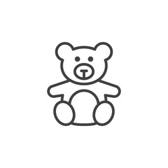 Obraz na płótnie Canvas Soft toy, Teddy bear line icon, outline vector sign, linear pictogram isolated on white. logo illustration