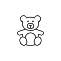 Fotobehang Soft toy, Teddy bear line icon, outline vector sign, linear pictogram isolated on white. logo illustration © alekseyvanin