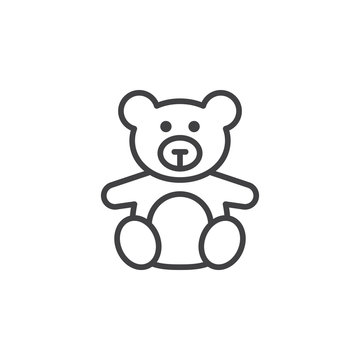 Naklejki Soft toy, Teddy bear line icon, outline vector sign, linear pictogram isolated on white. logo illustration