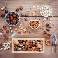 Different kinds of nuts walnuts kernels ,macadamia,hazel nuts, a