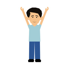 man with arms up cartoon icon image vector illustration design 