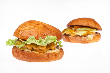 Two Hamburgers On Isolated Background