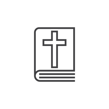 Holy Bible book line icon, outline vector sign, linear pictogram isolated on white. logo illustration
