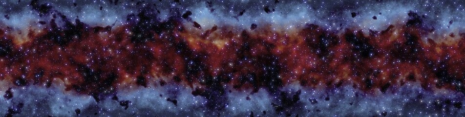 Milky Way galaxy, panoramic view, digital art illustration work.