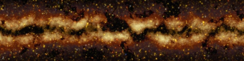 Milky Way galaxy, panoramic view, digital art illustration work.