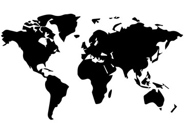 Набросок рисунка карты мира. Черно белая векторная иллюстрация.