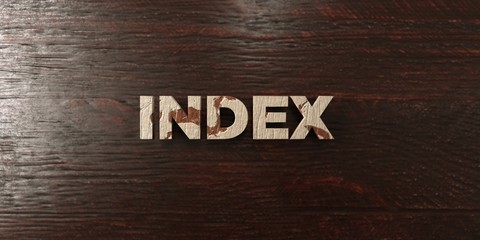 Index - grungy wooden headline on Maple  - 3D rendered royalty free stock image. This image can be used for an online website banner ad or a print postcard.