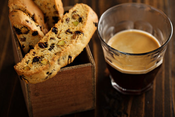 Homemade biscotti with coffee