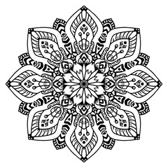 Fototapeta premium Hand drawn element. Black and white. Mandala. Vector illustration. 