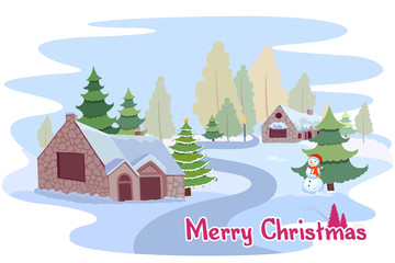 Fototapeta na wymiar Snowman wishing Merry Christmas