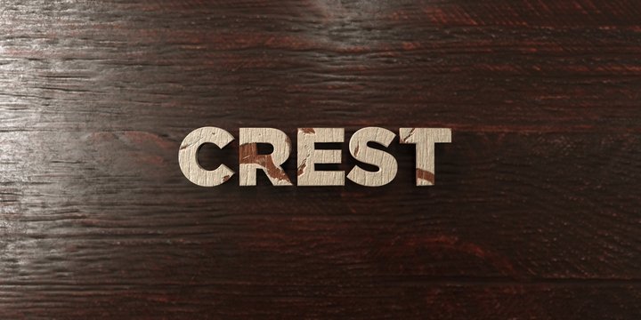 Crest - grungy wooden headline on Maple  - 3D rendered royalty free stock image. This image can be used for an online website banner ad or a print postcard.