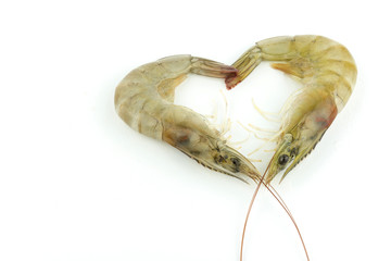 Raw shrimp isolated on white background