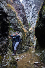 Couple of hikers in the canyon