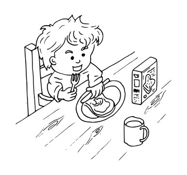 Kind smeert boterham met boter