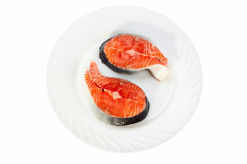Slices of a fresh crude salmon