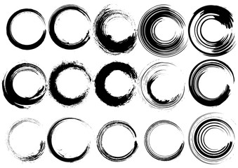 Inked circle brush set.Brushes included in the design