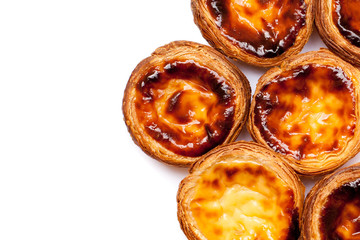Traditional portuguese specialty tart name Nata isolated on whit