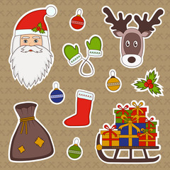 set of christmas stickers