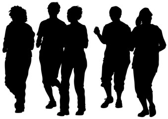 Elderly athletes on running race on white background